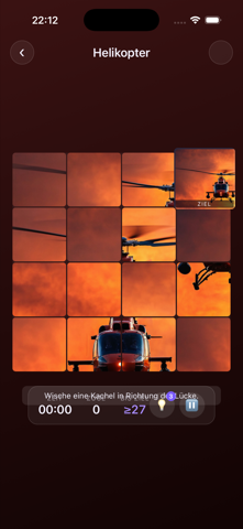 Gameplay — sliding tiles to rebuild a picture