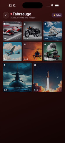 Level select grid with stars earned per level